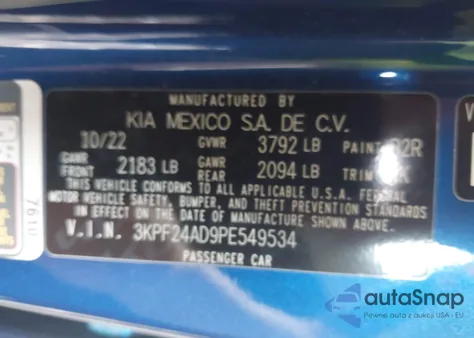 2023 Kia Forte Lxs from USA, damaged, VIN 3KPF24AD9PE549534